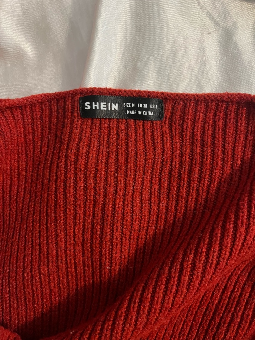 SHEIN Red V-Neck Wrap Knit Sweater - Picture 3 of 3